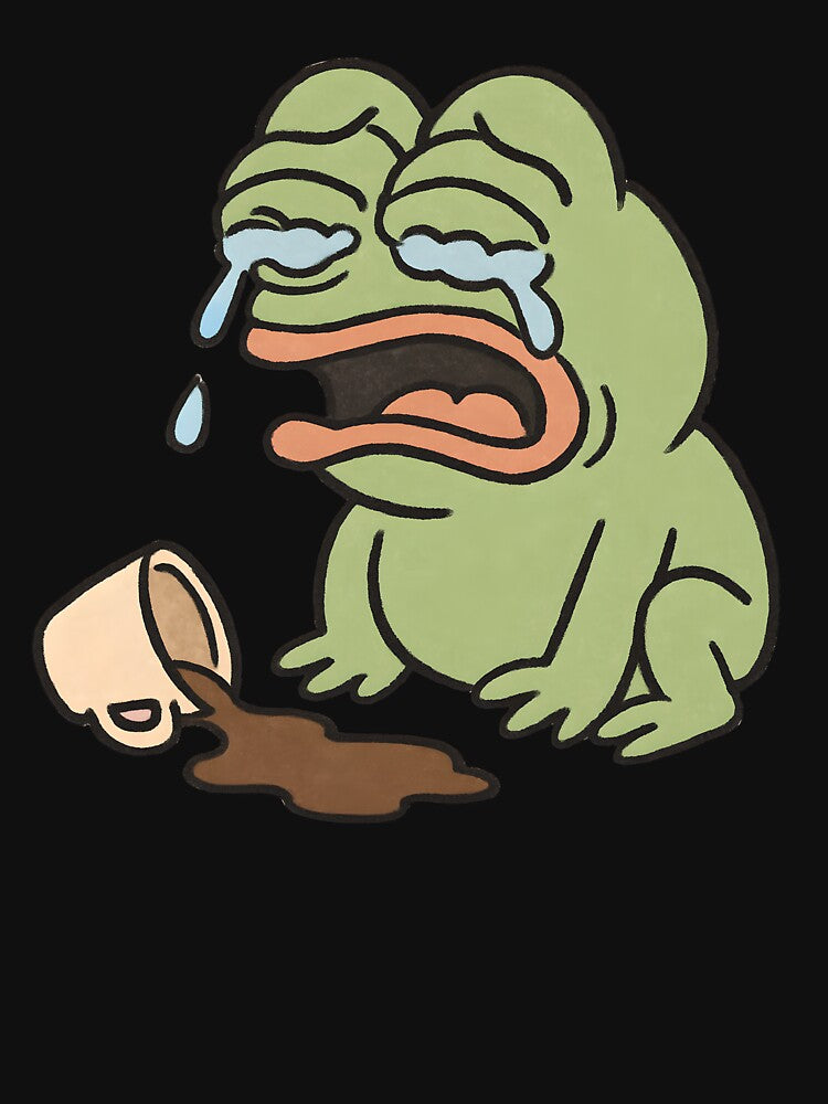 Sad Frog Crying Over Spilled Beverage — Funny Relatable Sticker by Geafixy T-Shirts, Hoodie, Sweatshirt (Image 3)