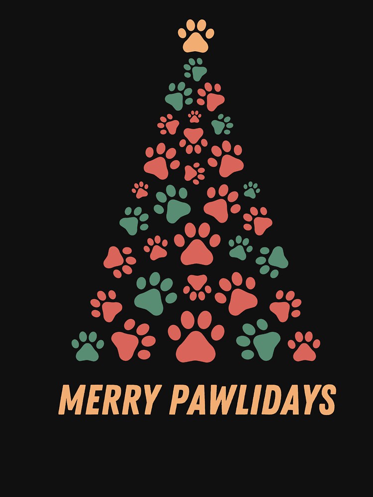 Merry Pawlidays Christmas Tree Dog Paw Print Design by CraftyrCreator T-Shirts, Hoodie, Sweatshirt (Image 3)