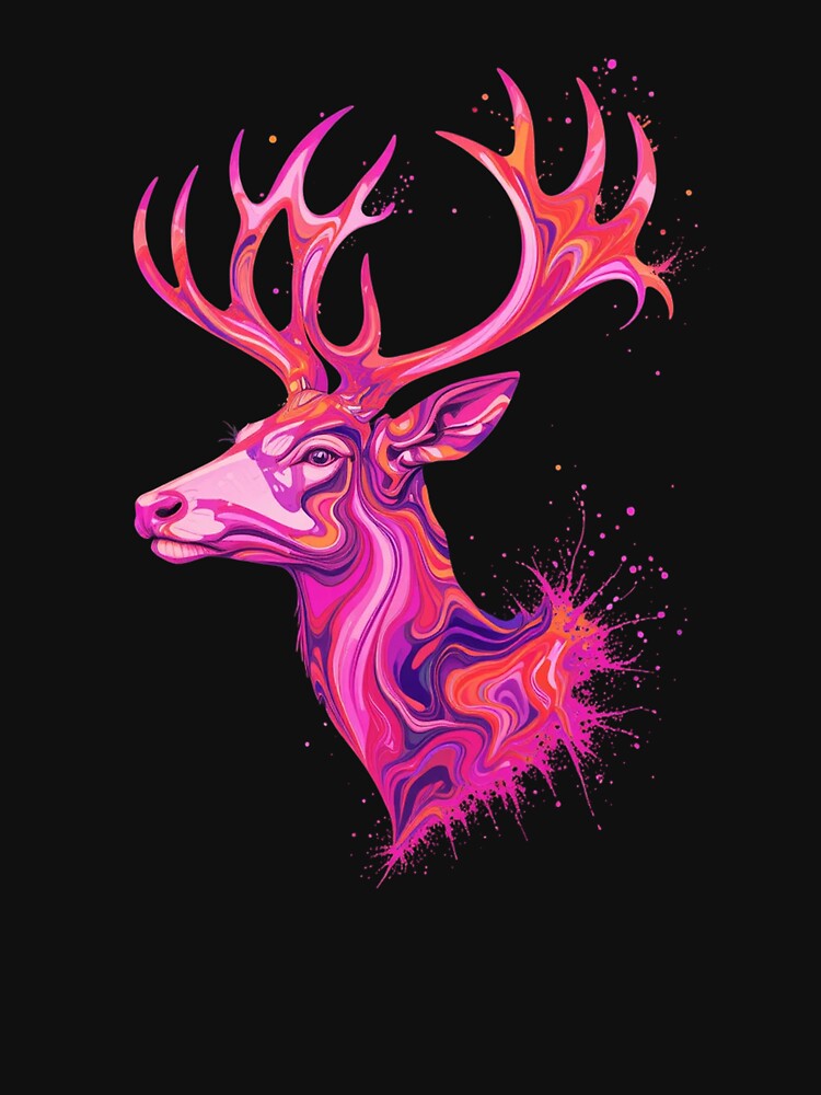 Neon Spirit Stag – Abstract Wildlife Digital Art by PixelVibe782 T-Shirts, Hoodie, Sweatshirt | BlankRebels.com (Image 3)