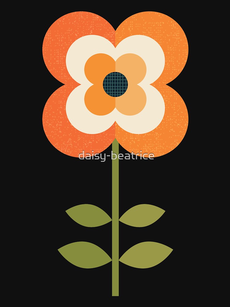 Retro Flower - Orange and Charcoal by Daisy Beatrice