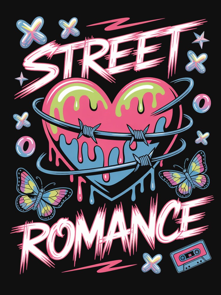 Street Romance Barbed Wire Dripping Heart Butterfly Y2K Valentine's Day by DarylWelsh2024 T-Shirts, Hoodie,... (Image 3)