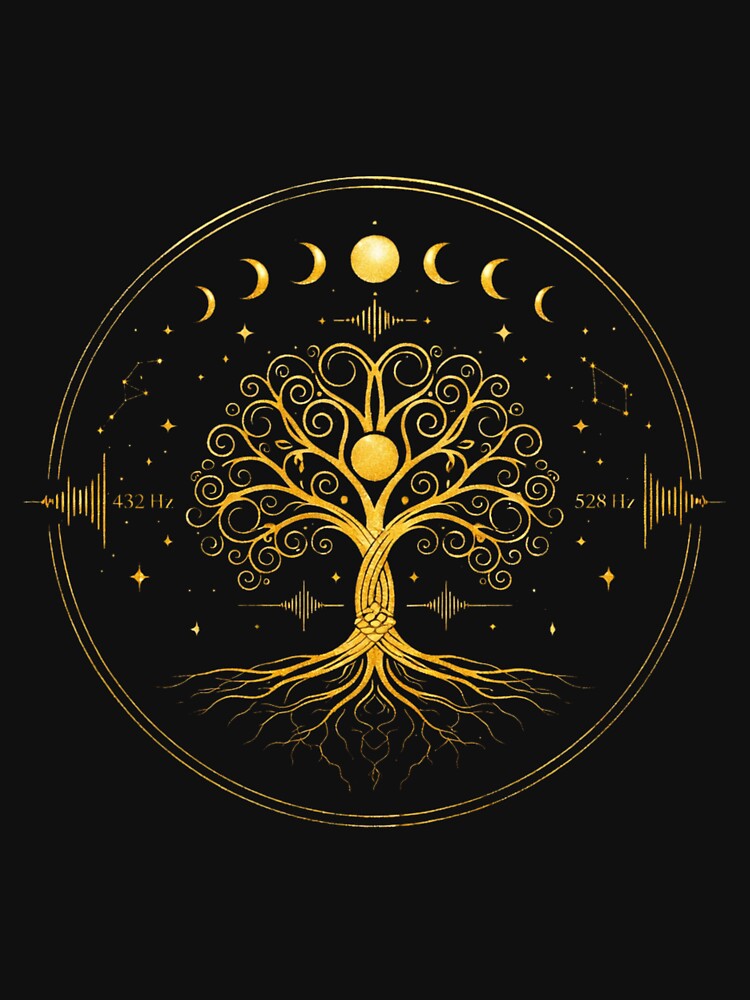 Sacred Tree of Life Gold Art – 432Hz & 528Hz Healing Frequencies, Spiritual Wall Art, Mystic Sacred Geometry... (Image 3)