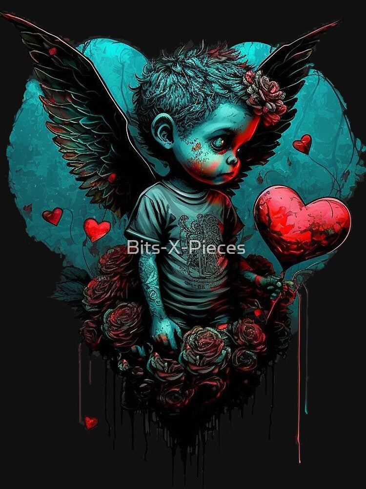 Boy Blue Gothic Cherub Design Perfect for Valentines Day by Bits-X-Pieces T-Shirts, Hoodie, Sweatshirt (Image 3)