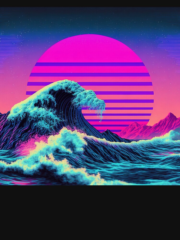 Luminous Tides: A Vaporwave Encounter with the Ocean's Majesty by Mullet Monkey T-Shirts, Hoodie, Sweatshirt (Image 3)