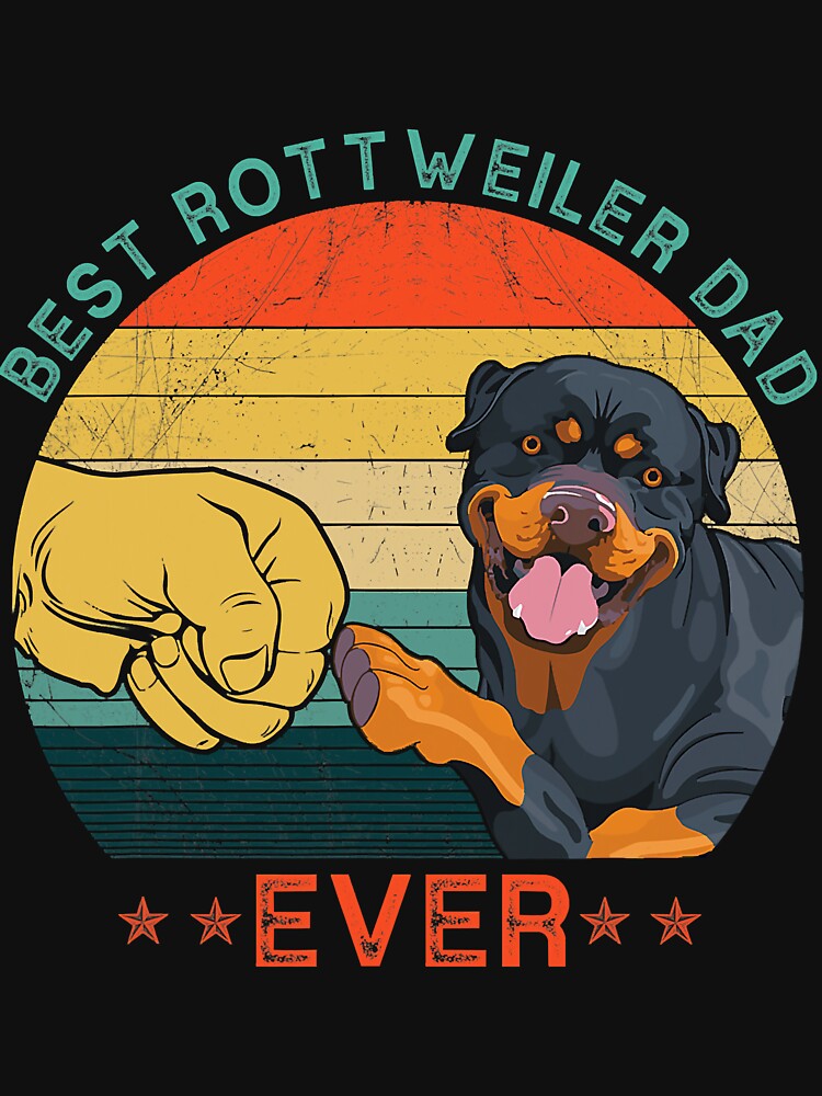 Mens Best Rottweiler Dad Ever Vintage Dog Dad Fathers Day by HenningMadsen T-Shirts, Hoodie, Sweatshirt (Image 3)