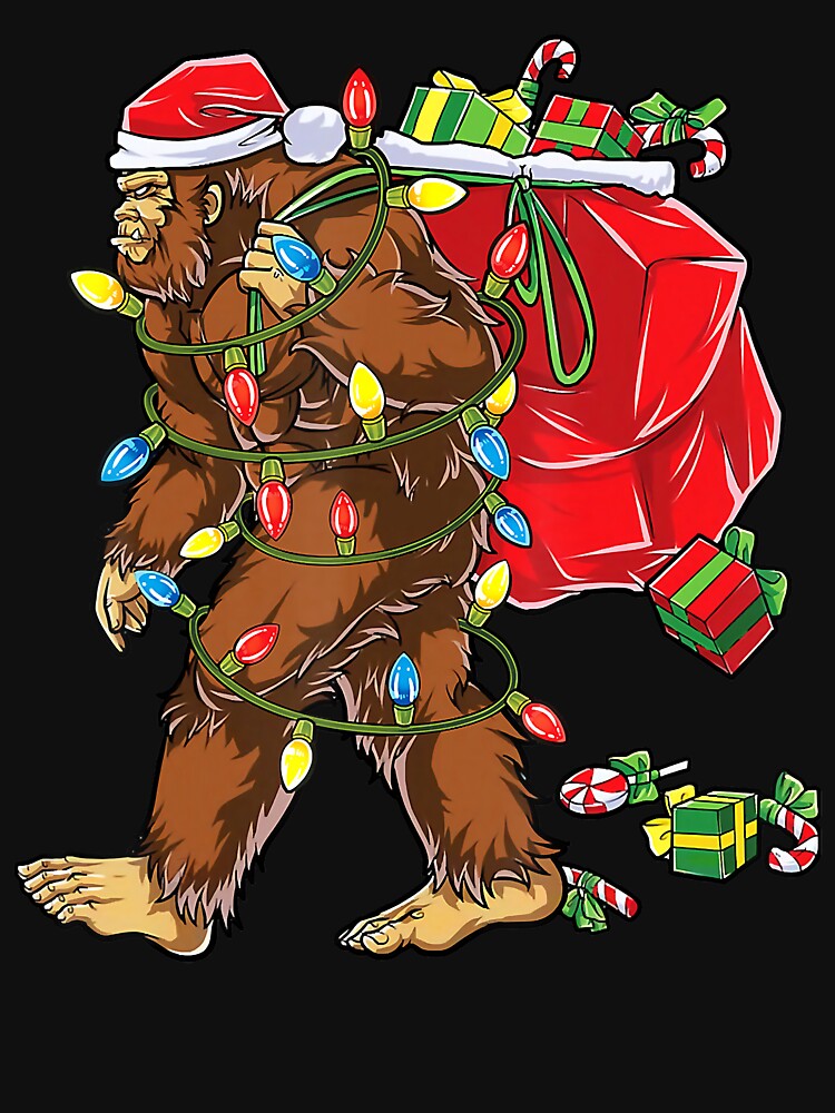 Bigfoot Christmas Santa Xmas Tree Lights Bigfoot Lover by SethFrancis37 T-Shirts, Hoodie, Sweatshirt (Image 3)
