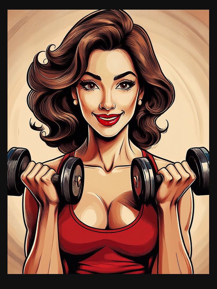 Woman Lifting Weights Vintage Poster by FlosArtPrintShop T-Shirts, Hoodie, Sweatshirt | BlankRebels.com (Image 3)