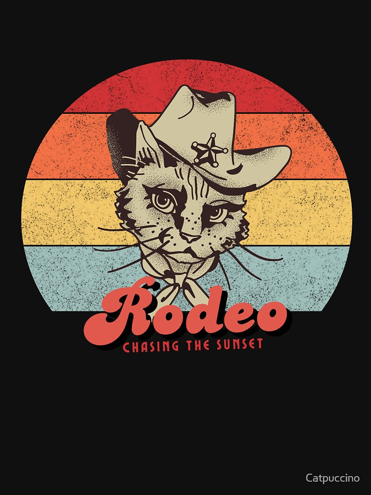 Cowboy Cat Rodeo | Retro Sunset Western Design by  Catpuccino T-Shirts, Hoodie, Sweatshirt | BlankRebels.com (Image 3)