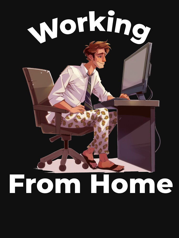Working From Home Man Wearing Shirt And Tie With Pyjama Bottoms by Wormy-23 Hoodie, Sweatshirt | BlankRebels.com (Image 3)