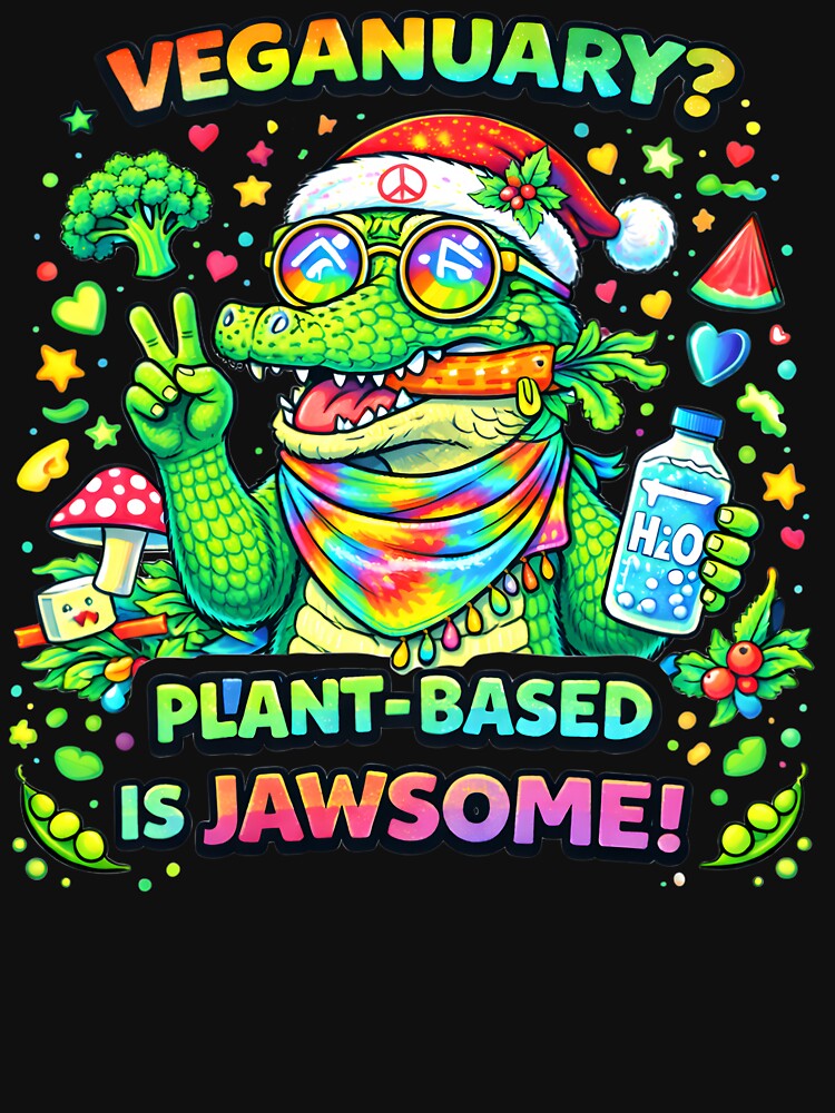 Veganuary Jawsome Plant‑Based Gator Vibes by AnnDesignStudio T-Shirts, Hoodie, Sweatshirt | BlankRebels.com (Image 3)