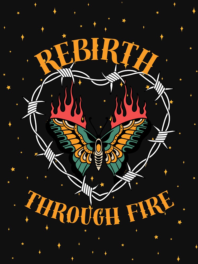 Edgy Flame Butterfly Graphic – Rebirth Theme by desdesings T-Shirts, Hoodie, Sweatshirt | BlankRebels.com (Image 3)