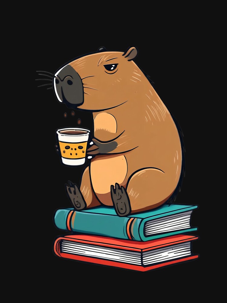 Cute Capybara Drinking Coffee – Relaxed Animal Illustration T-Shirts, Hoodie, Sweatshirt