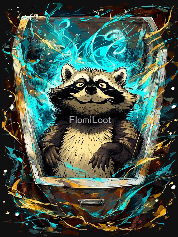 Dumpster Genie Raccoon | Magical Trash Panda Spirit | FlomiLoot by FlomiLoot T-Shirts, Hoodie, Sweatshirt (Image 3)
