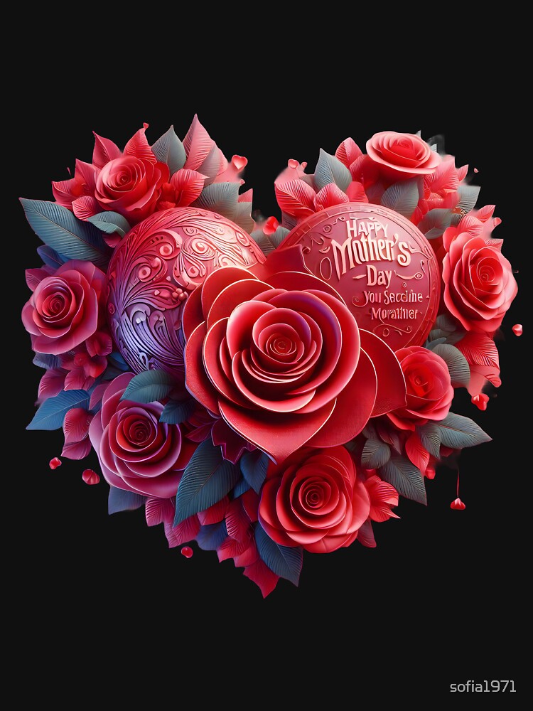 Mother's Day Heart 2024 with Roses by sofia1971 T-Shirts, Hoodie, Sweatshirt | BlankRebels.com (Image 3)