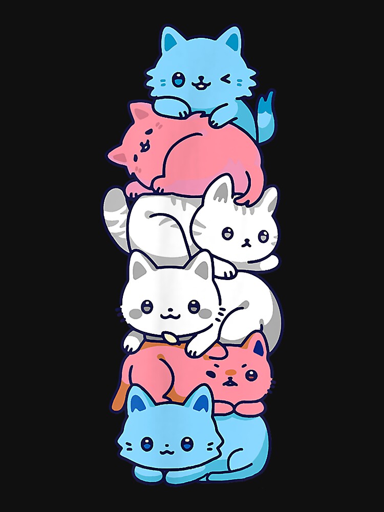 Transgender Pride Cat LGBT Trans Flag Cute Cats Pile Gifts by SeppeGoffin