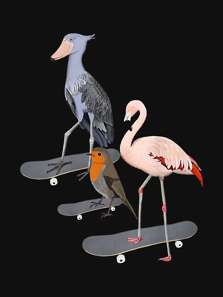 Robin Shoebill Flamingo Bird Skateboard Birdwatcher Animal by luciaaljudith T-Shirts, Hoodie, Sweatshirt (Image 3)