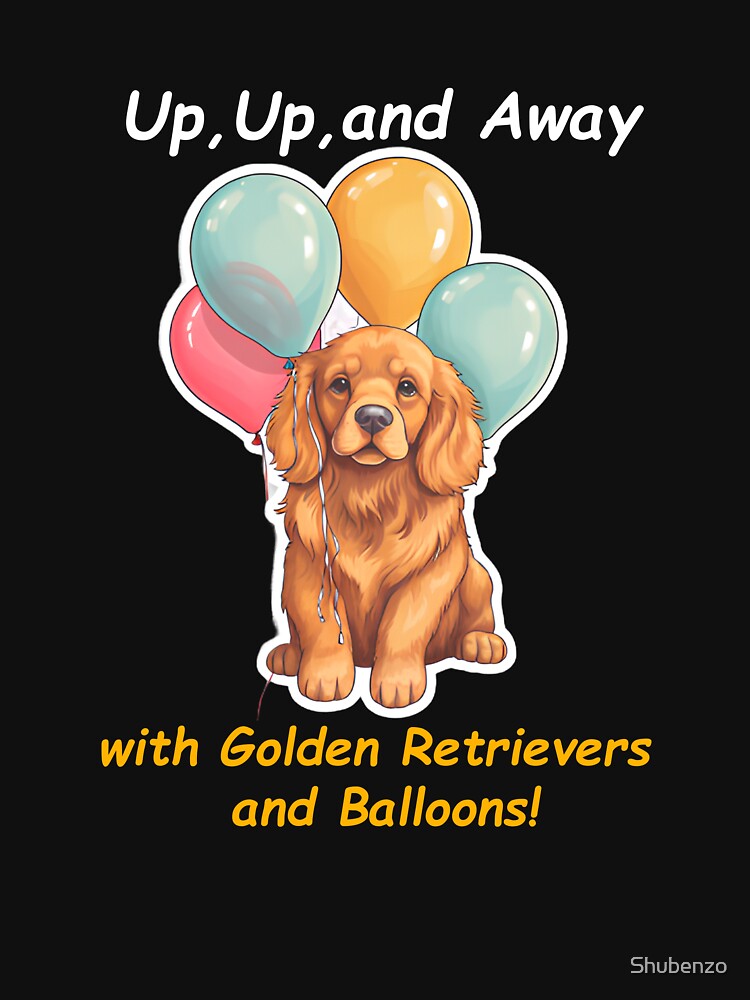Red Golden Retriever Puppy with Balloon playing by Shubenzo T-Shirts, Hoodie, Sweatshirt | BlankRebels.com (Image 3)