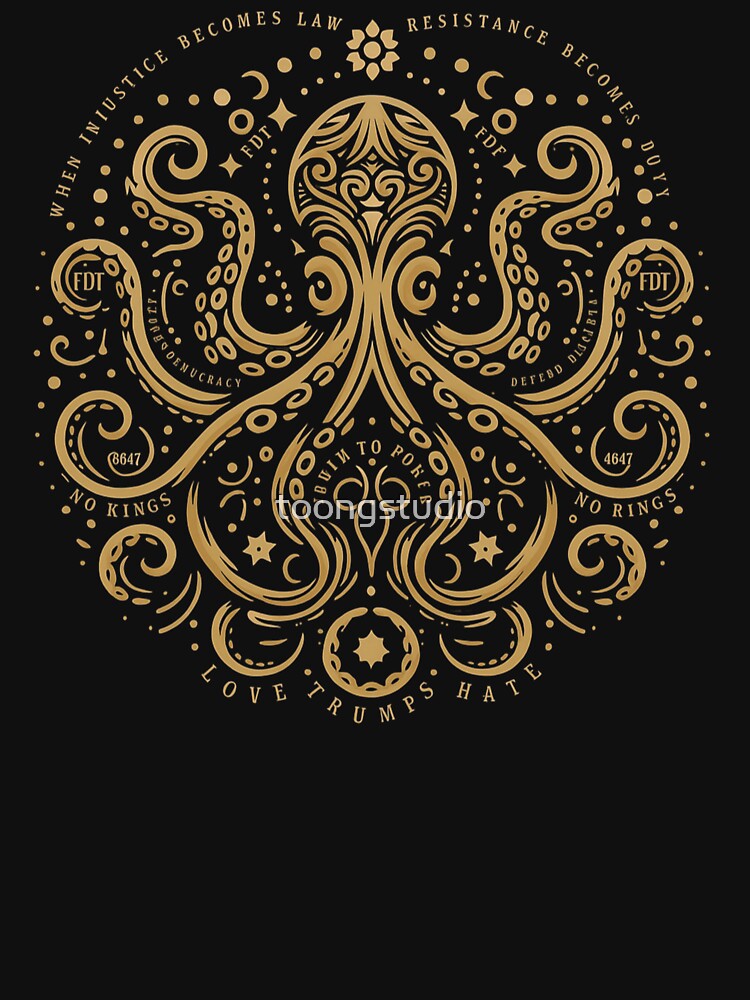 Subtle FDT, Octopus Art, Anti Fascist, Quiet Activism Mandala, 8647 Trump Fascism Feminist Leftist Ocean Lover... (Image 3)