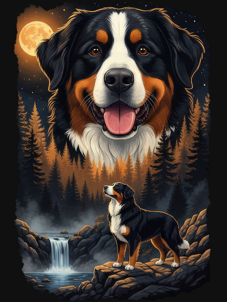 Vintage 90S Bernese Mountain Dog Howling At The Moon by Stotee T-Shirts, Hoodie, Sweatshirt | BlankRebels.com (Image 3)