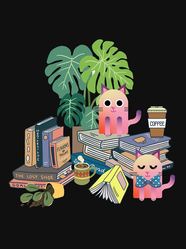 Books And Coffee And Cats by ichirochen T-Shirts, Hoodie, Sweatshirt | BlankRebels.com (Image 3)