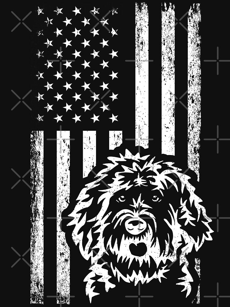 Patriotic American Flag White Black Labradoodle by More Cute Dogs