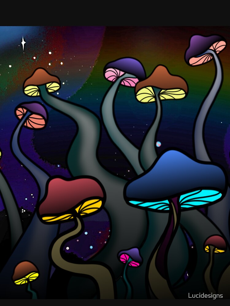 Colorful Dark Glowy Mushrooms Version Rainbow Stars Trippy Art T-Shirts, Hoodie, Sweatshirt