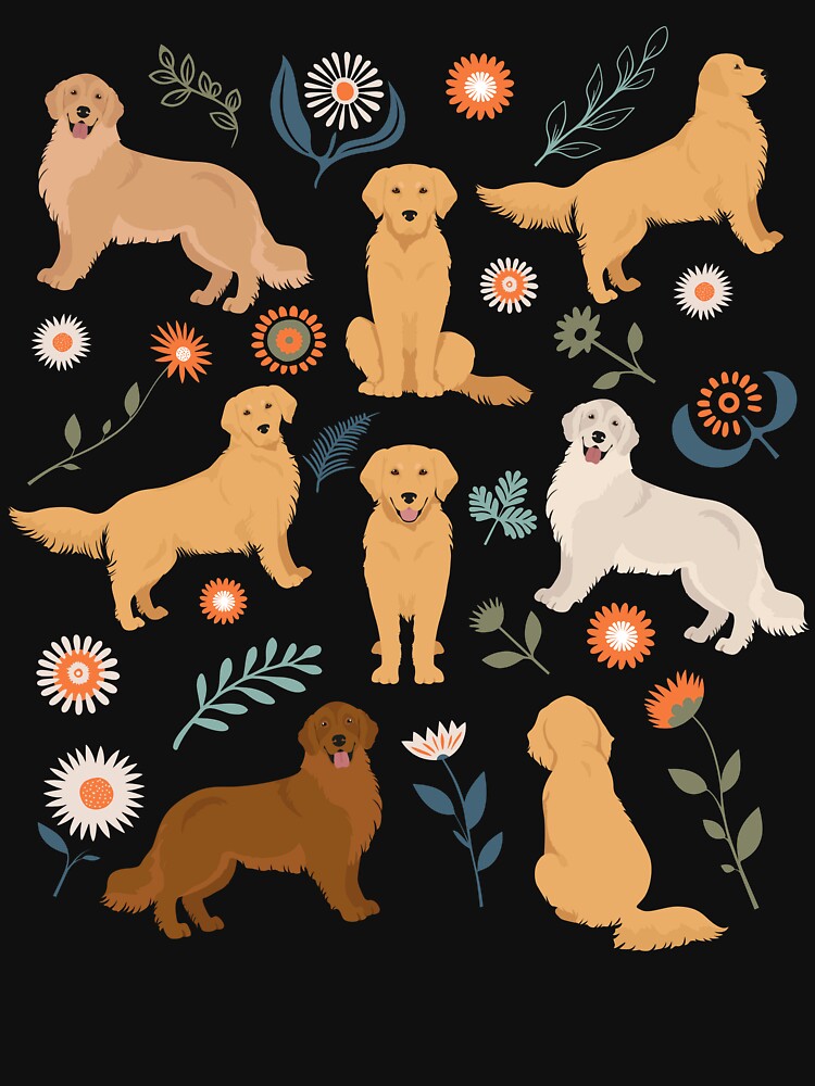 Golden Retriever Dog Flowers by Clara Hollins T-Shirts, Hoodie, Sweatshirt | BlankRebels.com (Image 3)