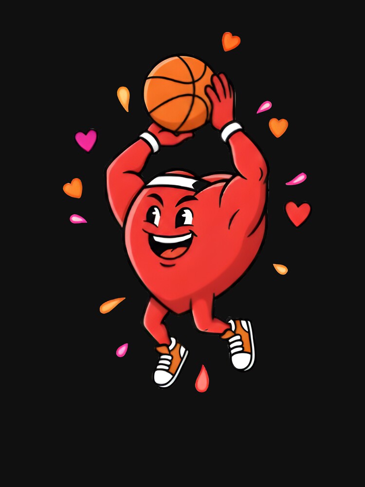 Valentines Day Basketball Funny Two Players Heart Love Boys Kids T-Shirt by MizoX7