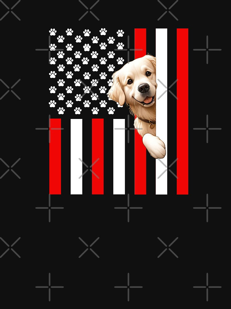 Golden Retriever Peeking Behind The American Flag by TheAnimalZ00 T-Shirts, Hoodie, Sweatshirt | BlankRebels.com (Image 3)