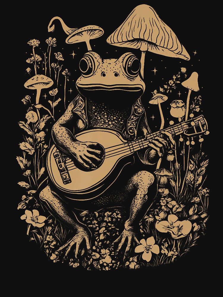 Cottagecore Frog With Acoustic Guitar Mushroom Aesthetic by bonurasuliaj T-Shirts, Hoodie, Sweatshirt (Image 3)