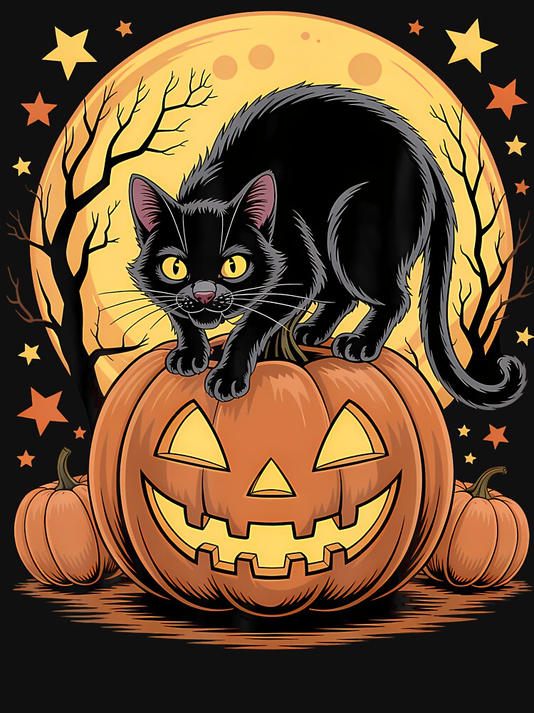 Retro Black Cat Pumpkin Funny Halloween by EvelineCrooks10 T-Shirts, Hoodie, Sweatshirt | BlankRebels.com (Image 3)