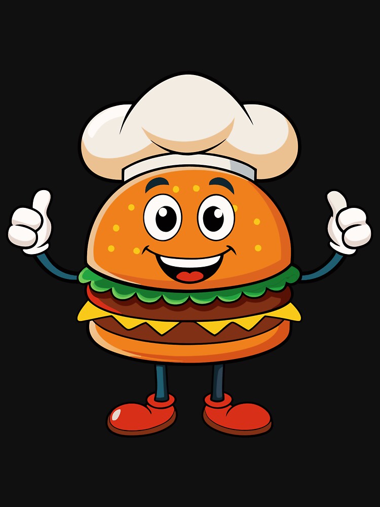 Funny Burger Chef Cartoon – Cute Fast Food Character Illustration by Graphizia T-Shirts, Hoodie, Sweatshirt (Image 3)