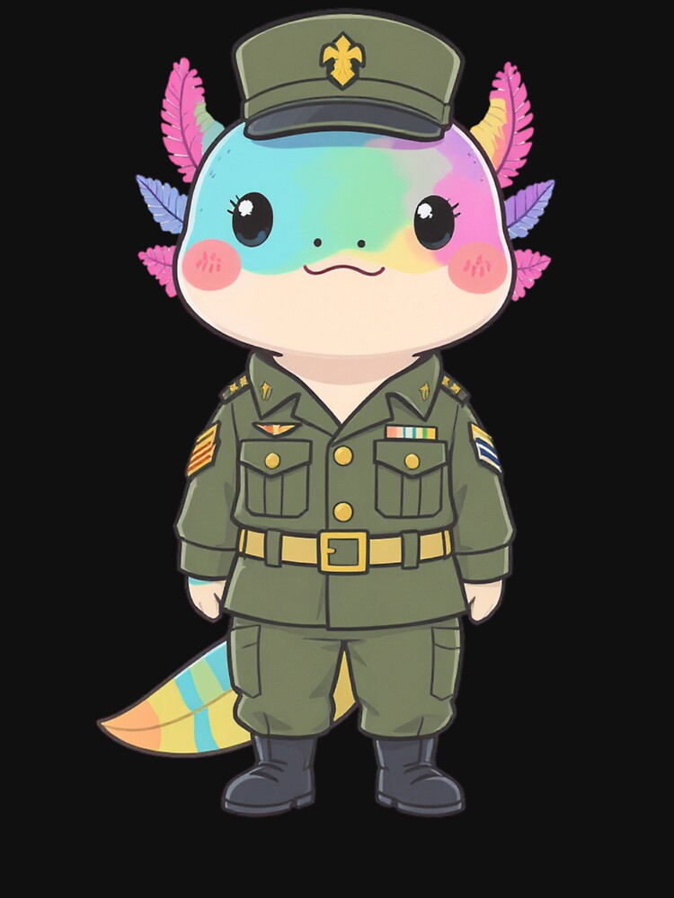 Standing at Attention Axolotl – Proud Honor & Duty Illustration by ColorSplash123 T-Shirts, Hoodie, Sweatshirt (Image 3)