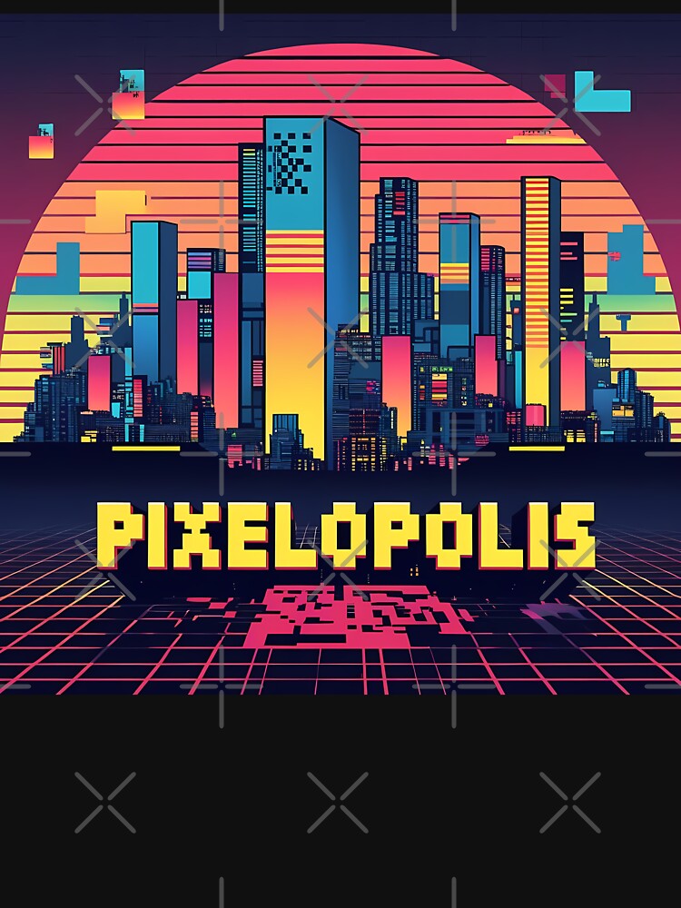 Pixelopolis – Retro-Futuristic Pixel City Skyline with Tetris Buildings & Neon Respawn Portals by... (Image 3)