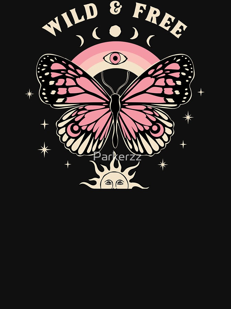 Mystic Boho Butterfly Moon Phase Rainbow Eye Art by Parkerzz T-Shirts, Hoodie, Sweatshirt | BlankRebels.com (Image 3)