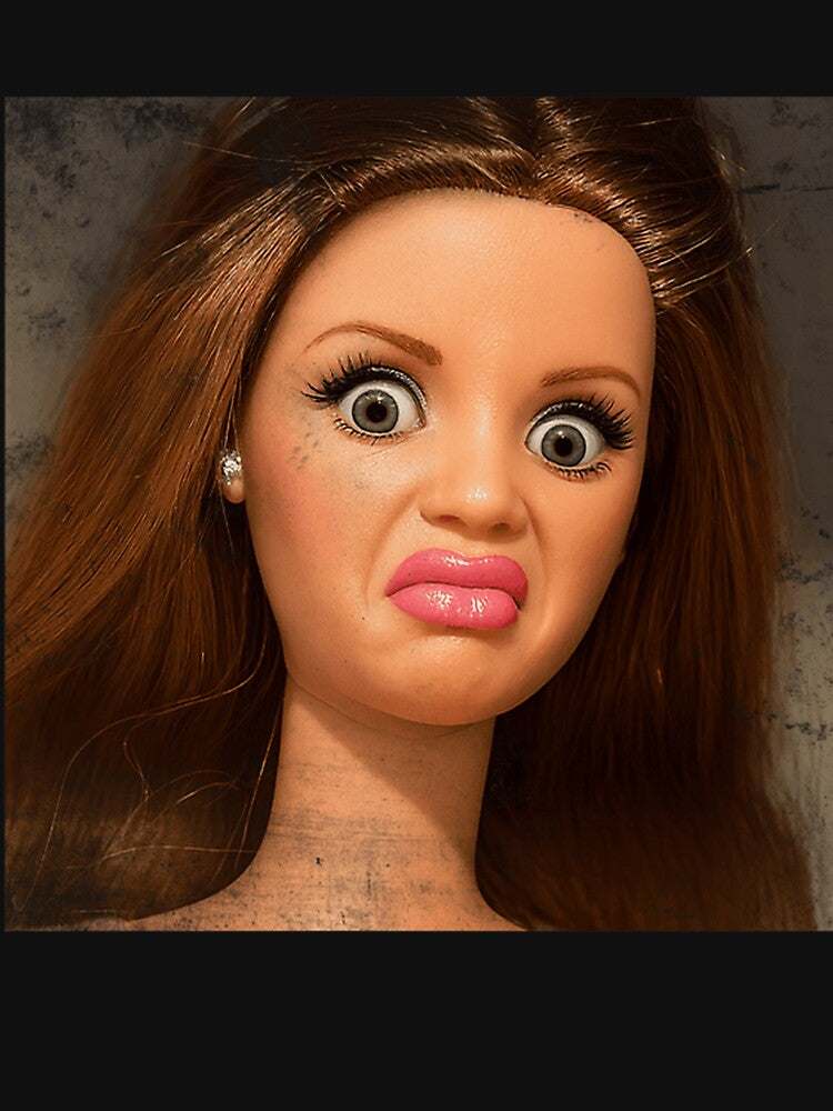 Disgusted Doll Meme Face  Funny Retro Doll Reaction by EvelynGonzalez1 T-Shirts, Hoodie, Sweatshirt (Image 3)