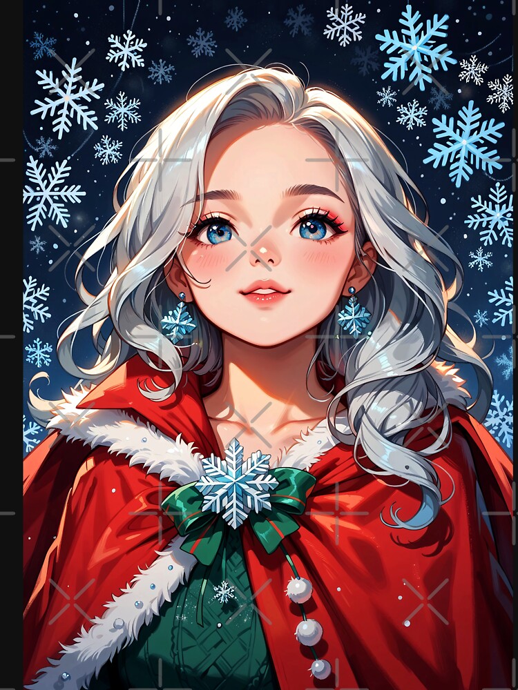 Christmas Anime Girl with Snowflake Earrings by ByteyCreatives T-Shirts, Hoodie, Sweatshirt | BlankRebels.com (Image 3)