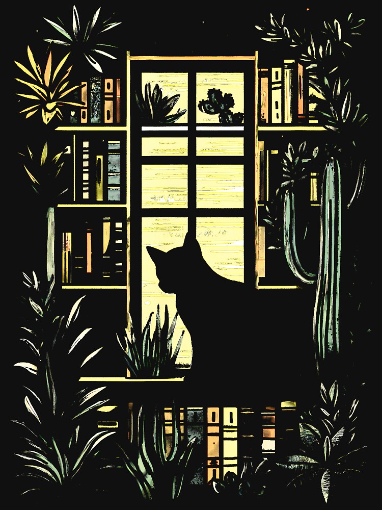Cat-Aesthetic-Book-Library-Vintage-Cactus by nadelqljoe T-Shirts, Hoodie, Sweatshirt | BlankRebels.com (Image 3)