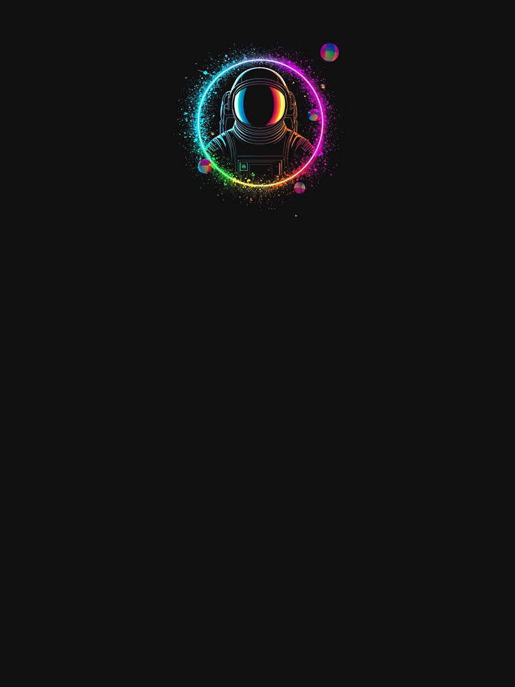 Rainbow Astronaut with Cosmic Stardust and Luminous Spheres by PixelVibe782 T-Shirts, Hoodie, Sweatshirt (Image 3)