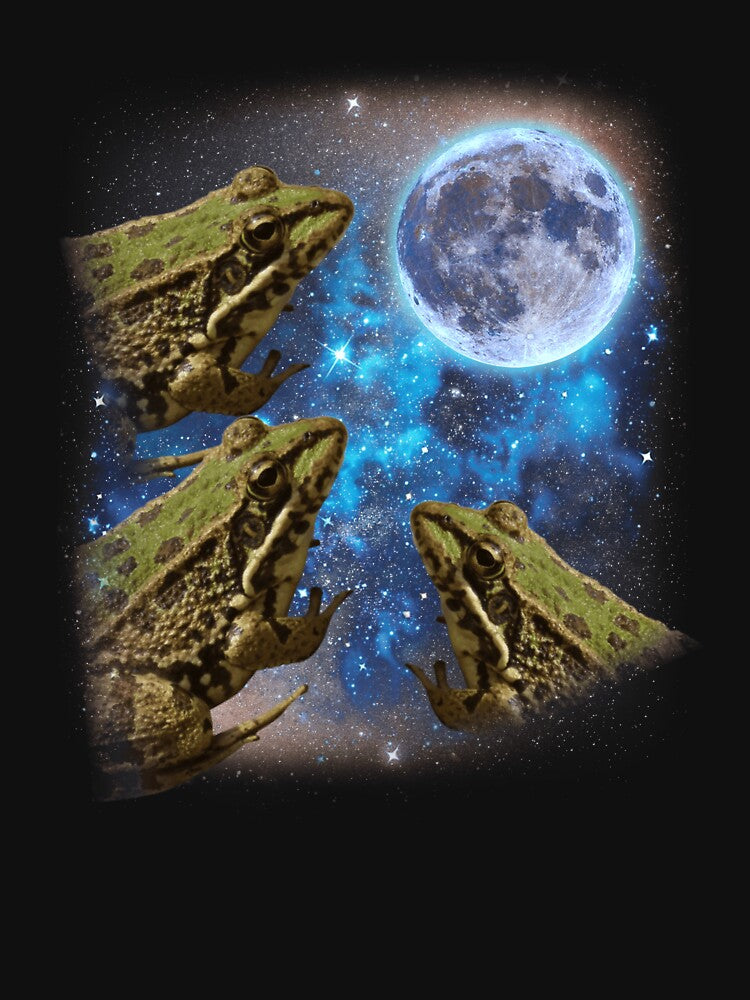 Three Bullfrog Moon Cursed Meme Funny 3 Howling Frog Gear T-Shirts, Hoodie, Sweatshirt