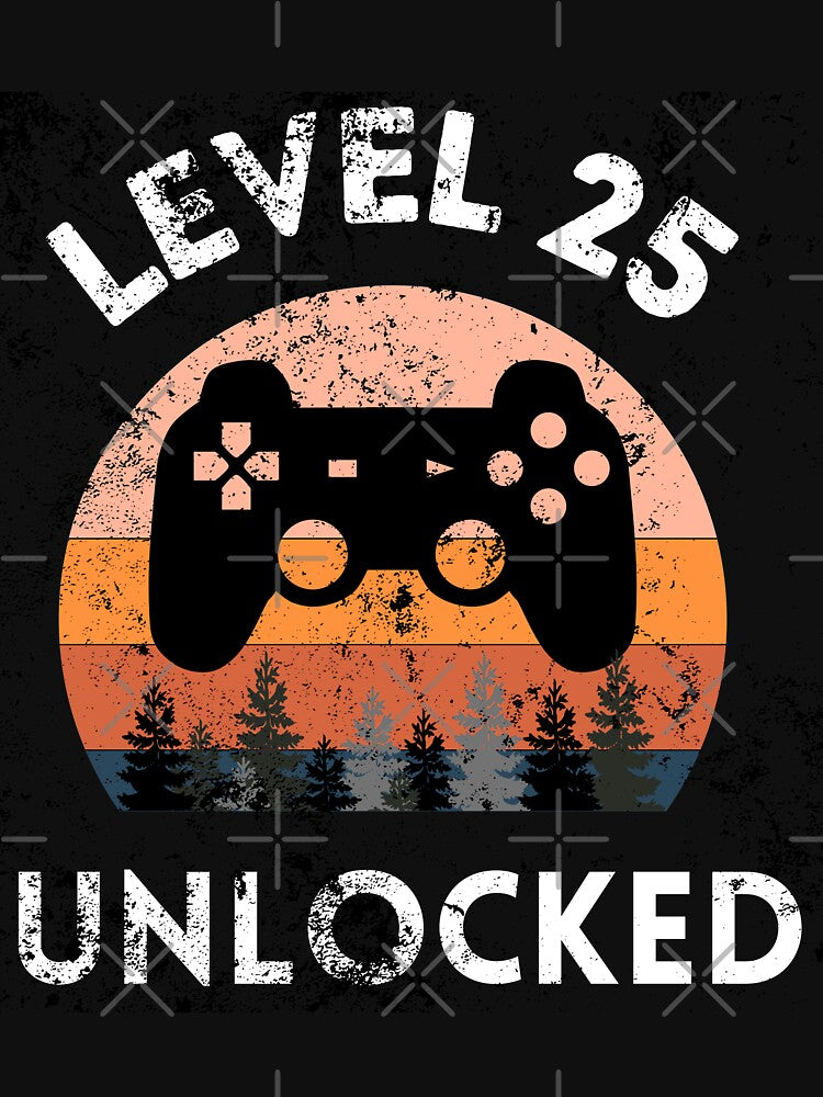 Level 25 Unlocked Retro Sunset 25th Birthday Entering Adulthood by MagicArtworks T-Shirts, Hoodie, Sweatshirt (Image 3)