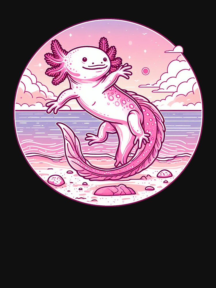 Funny Axolotl on the beach Axolotl Art by Mr Pyuku T-Shirts, Hoodie, Sweatshirt | BlankRebels.com (Image 3)