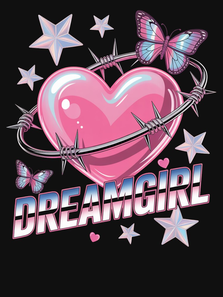 Dreamgirl Barbed Wire Heart Butterfly Stars Y2K Valentine's Day by DarylWelsh2024 T-Shirts, Hoodie, Sweatshirt (Image 3)