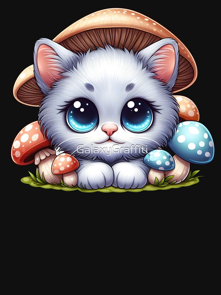 Cute Mushroom Aesthetic Cottagecore Cat by GalaxyGraffiti T-Shirts, Hoodie, Sweatshirt | BlankRebels.com (Image 3)