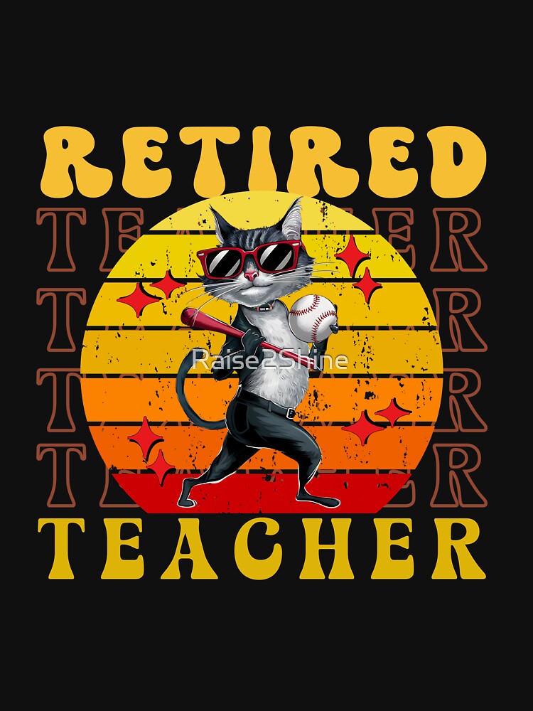 Retired Baseball Teacher Retro Groove Colorful Cartoon Style Design by Raise2Shine T-Shirts, Hoodie, Sweatshirt (Image 3)