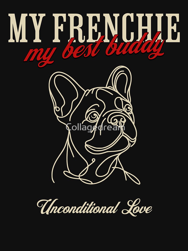 Cute French bulldog monoline black, cute pet, Frenchie lovers or owners, dog lovers by Collagedream T-Shirts,... (Image 3)