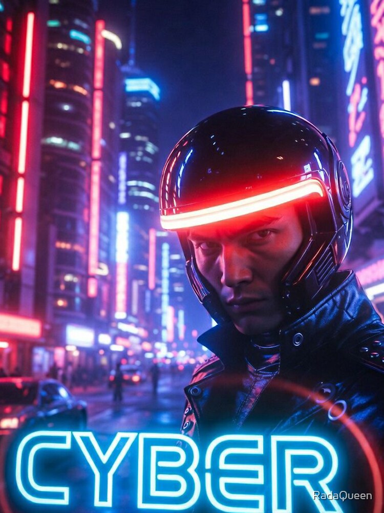 Cyber Neon Rider – Futuristic Helmet in Glowing Night City by RadaQueen T-Shirts, Hoodie, Sweatshirt (Image 3)