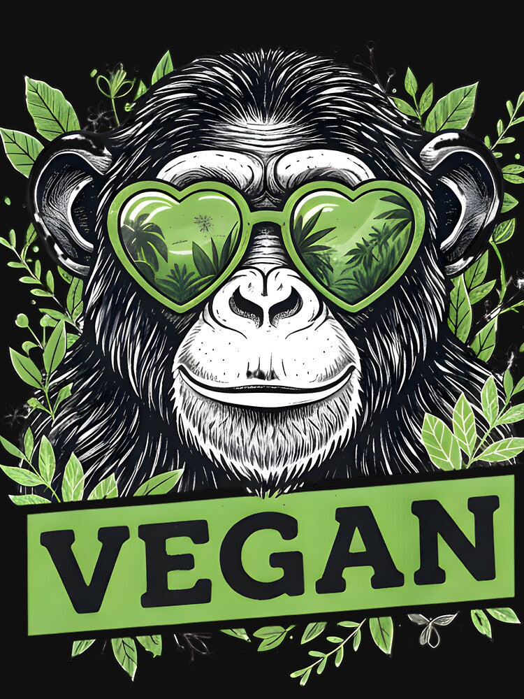 Cool Vegan Monkey – Funny Chimp with Green Heart Glasses and Jungle Vibes by AurenDesign T-Shirts, Hoodie,... (Image 3)