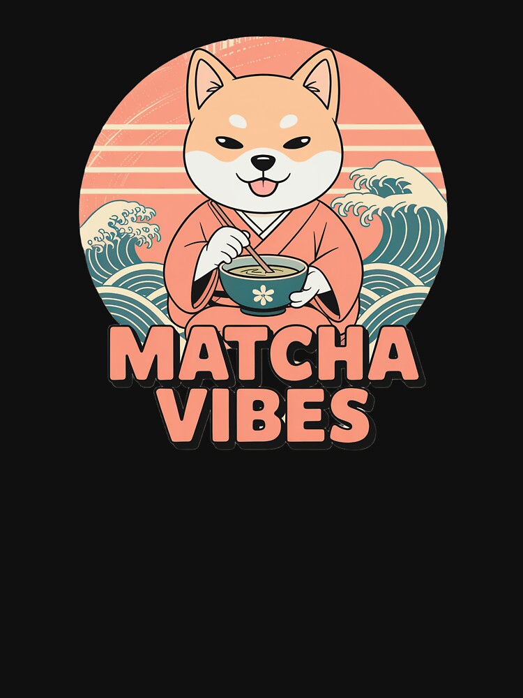 Retro Shiba Inu Drinking Matcha Japanese Aesthetic by Vintage Shapes T-Shirts, Hoodie, Sweatshirt | BlankRebels.com (Image 3)