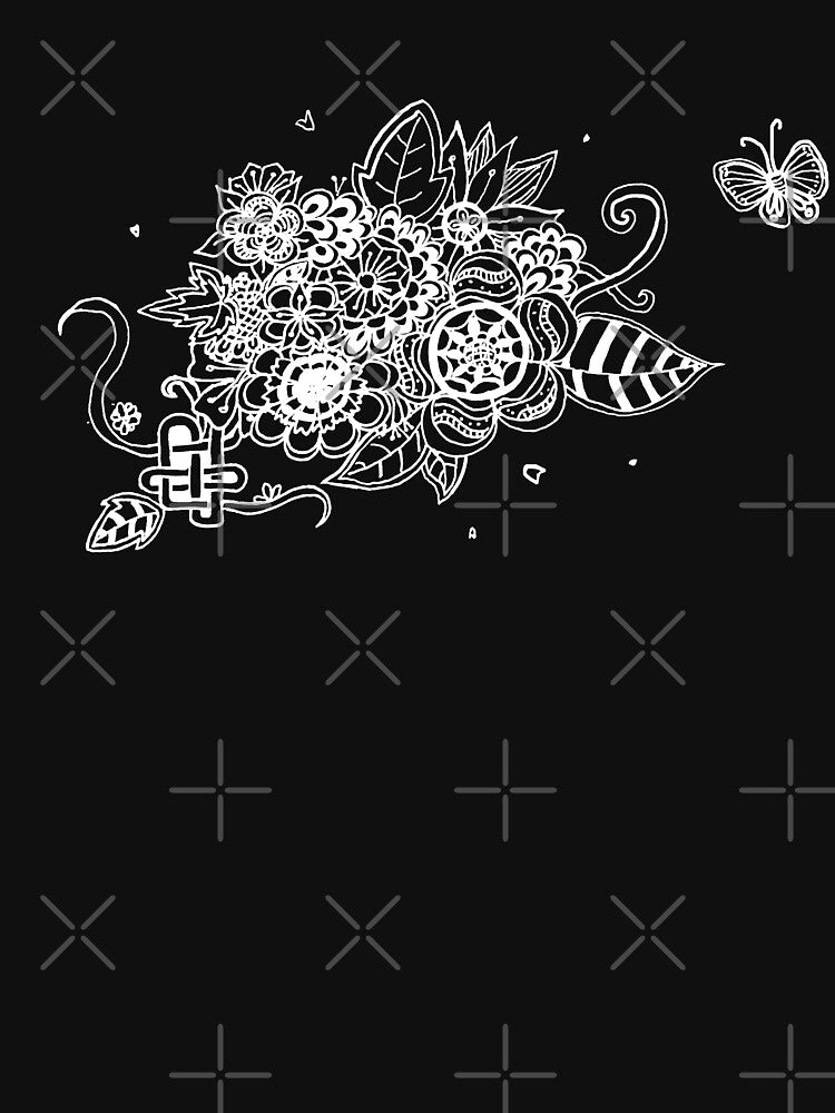 Flower garden - White (Zentangle/ Doodle/ Mandala) by CreativityRoams T-Shirts, Hoodie, Sweatshirt (Image 3)